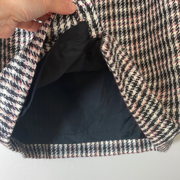 VTG 90s Simon Chang Designer 100% Wool Houndstooth Knee Length Skirt M/L - Picture 8 of 13